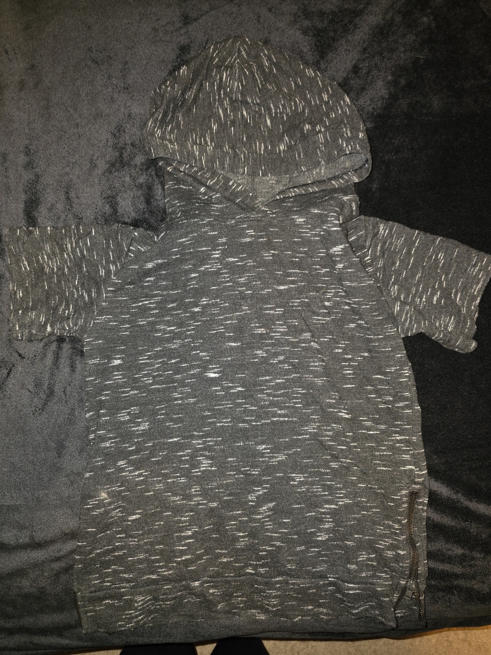 Art Class - Heather Dark Gray Speckled Hooded Short-Sleeve Sweatshirt
